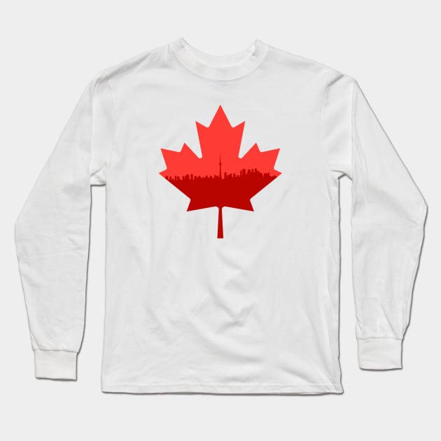 Canada - Maple Leaf Skyline Toronto _002 Long Sleeve T-Shirt by Tridaak